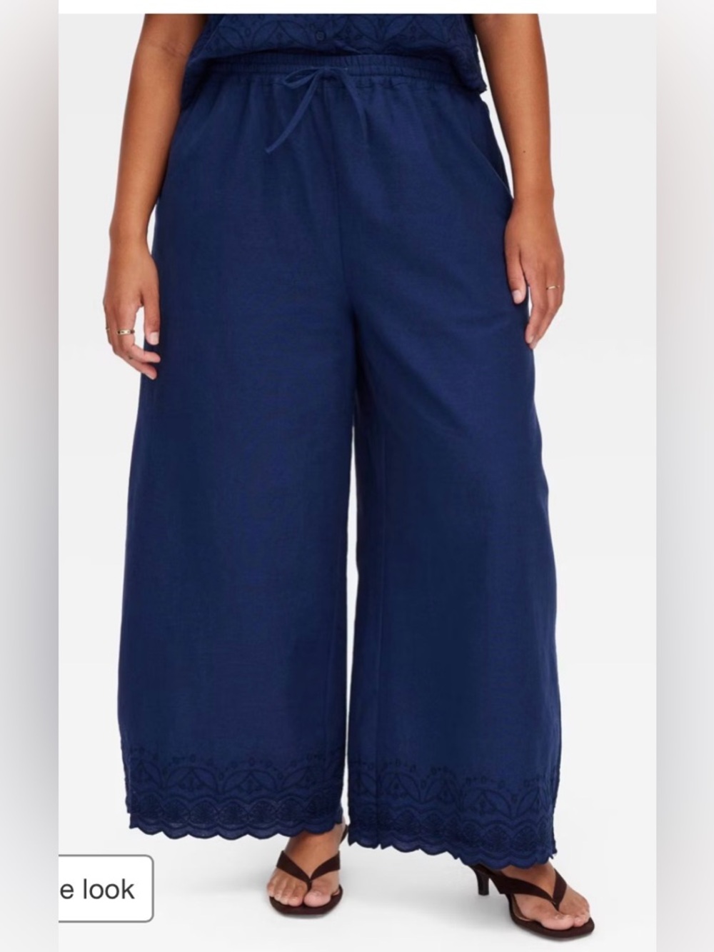 Roller Rabbit Navy Wide Leg Linen Pants Size Small